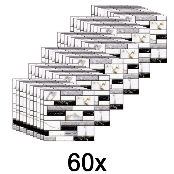 6x 3D samolepky na zeď s mramorovým vzhledem (10 ks) | MARBLEBLOCKS