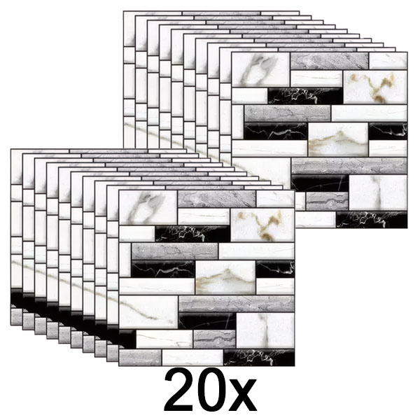 2x 3D samolepky na zeď s mramorovým vzhledem (10 ks) | MARBLEBLOCKS