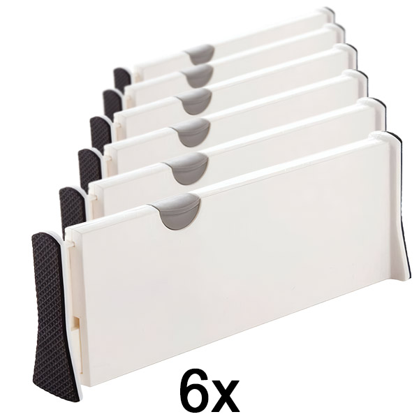 6x Nastavitelné dělicí příčky do zásuvek nebo polic | DIVISERINO